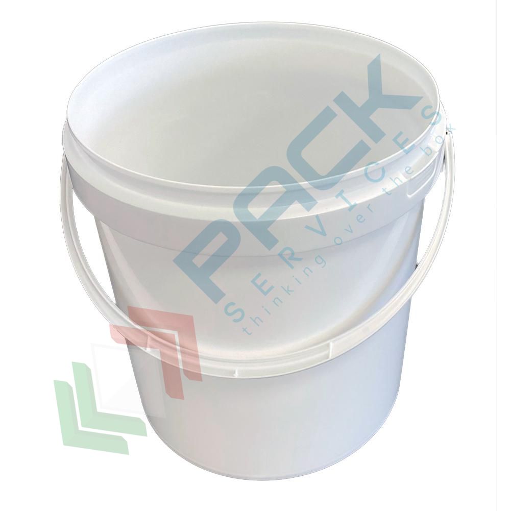 Secchio plastica (PP) conico, capacità 10 Lt, Mis. Ø 251 x 260 H mm, manico  in plastica, chiusura a pressione (coperchio escluso)