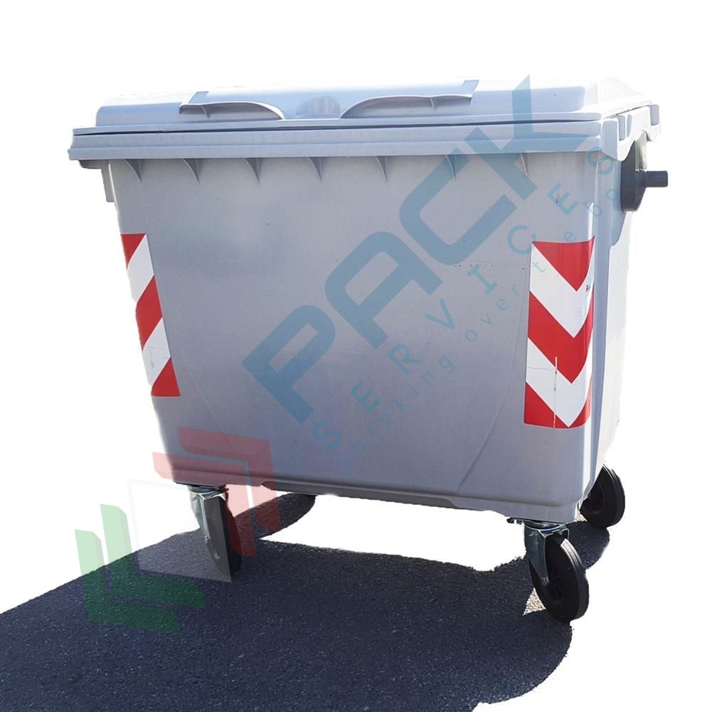 Cassonetto Differenziata 1100 Litri - UNI EN 840 - Grigio Chiaro Con Ruote - Foto 2