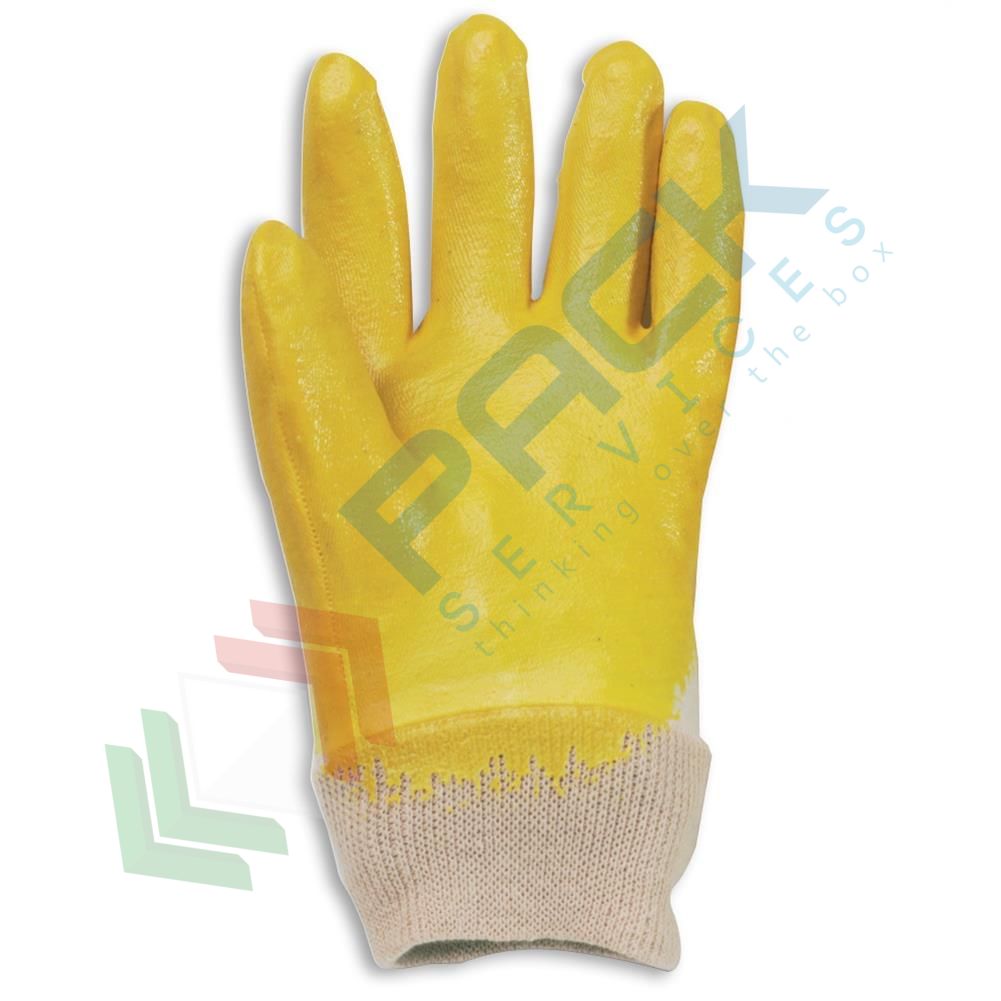 Guanti Di Sicurezza In Nitrile Con Polsino In Tela - Rivestimento Liscio, Completamente Immersi