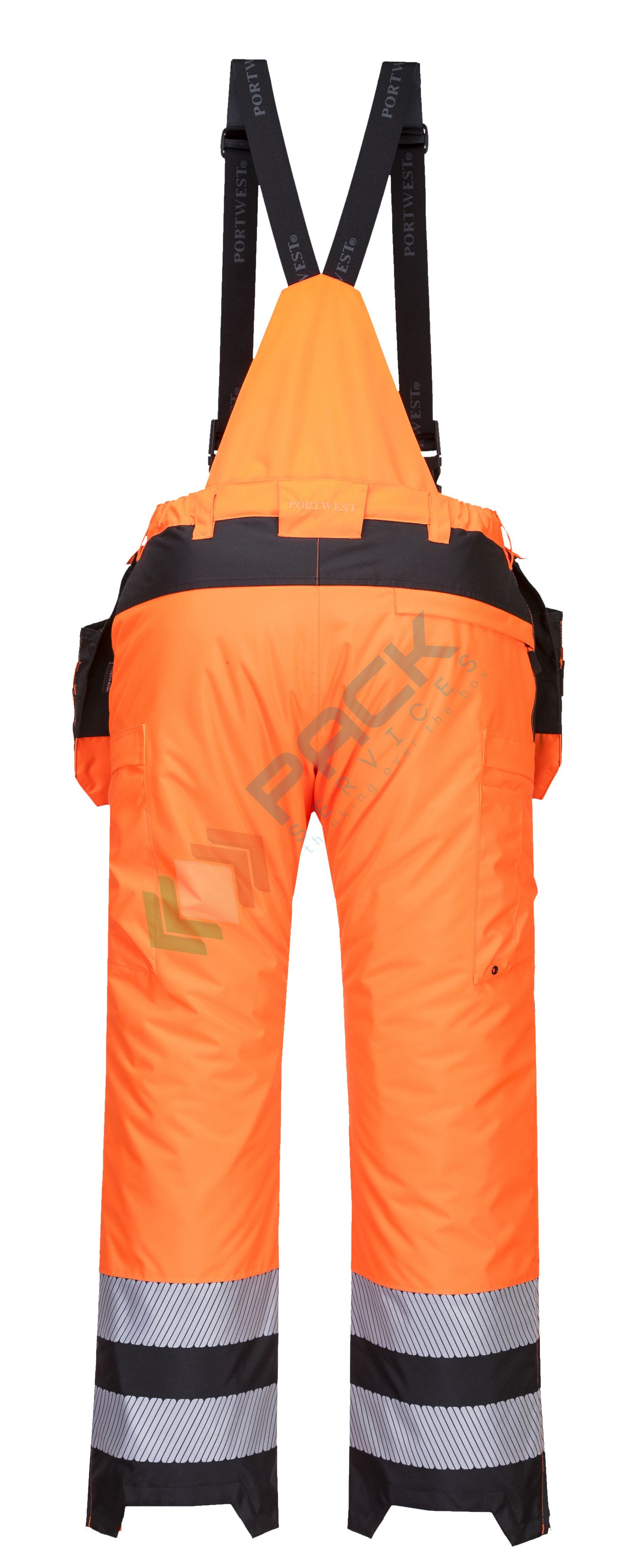 Pettorina Salopette Da Lavoro Alta Visibilità Cantiere Arancione Giallo DPI 2cat