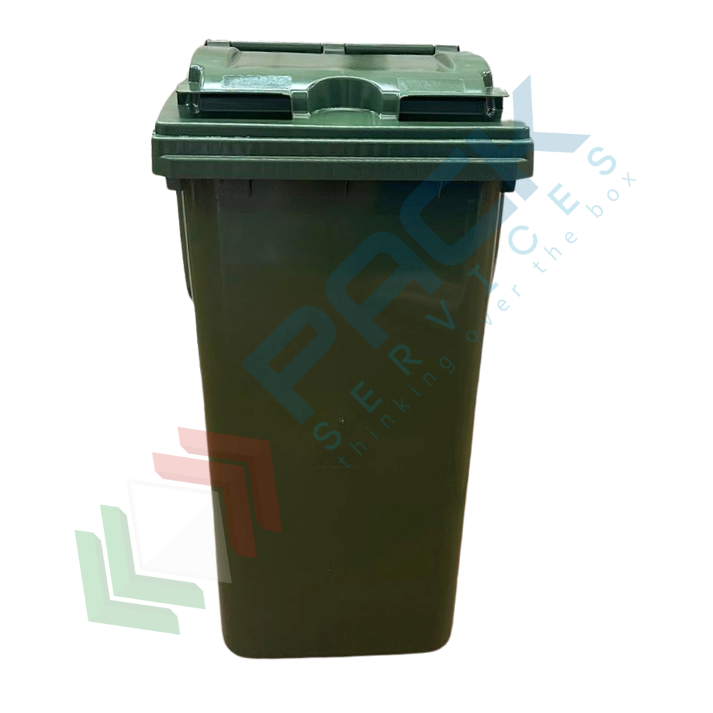 Bidone per raccolta rifiuti da esterno con 2 ruote 360 litri colore verde