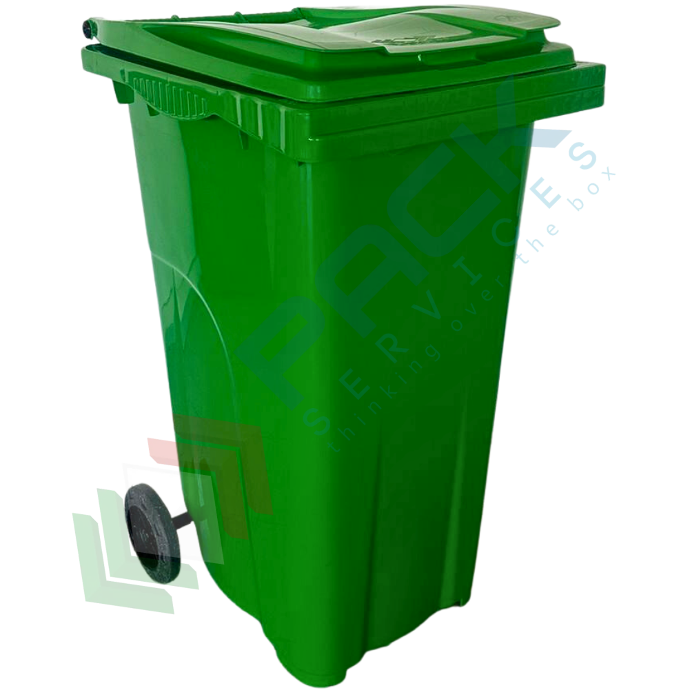 Bidone spazzatura 240 Lt, UNI EN 840, colore verde