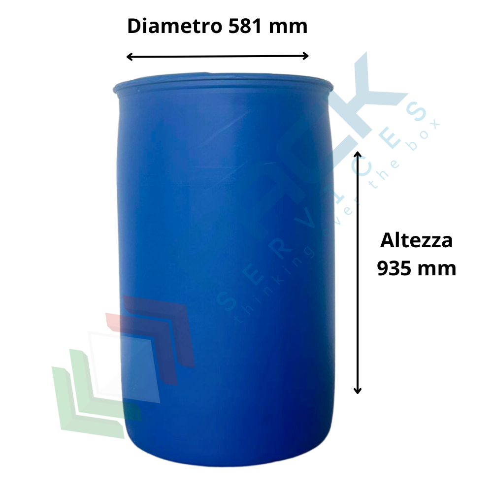 Bidone In Plastica Per Alimenti | 200 Litri | Polietilene Alte Densità | Colore Rosso Vino - Foto 7
