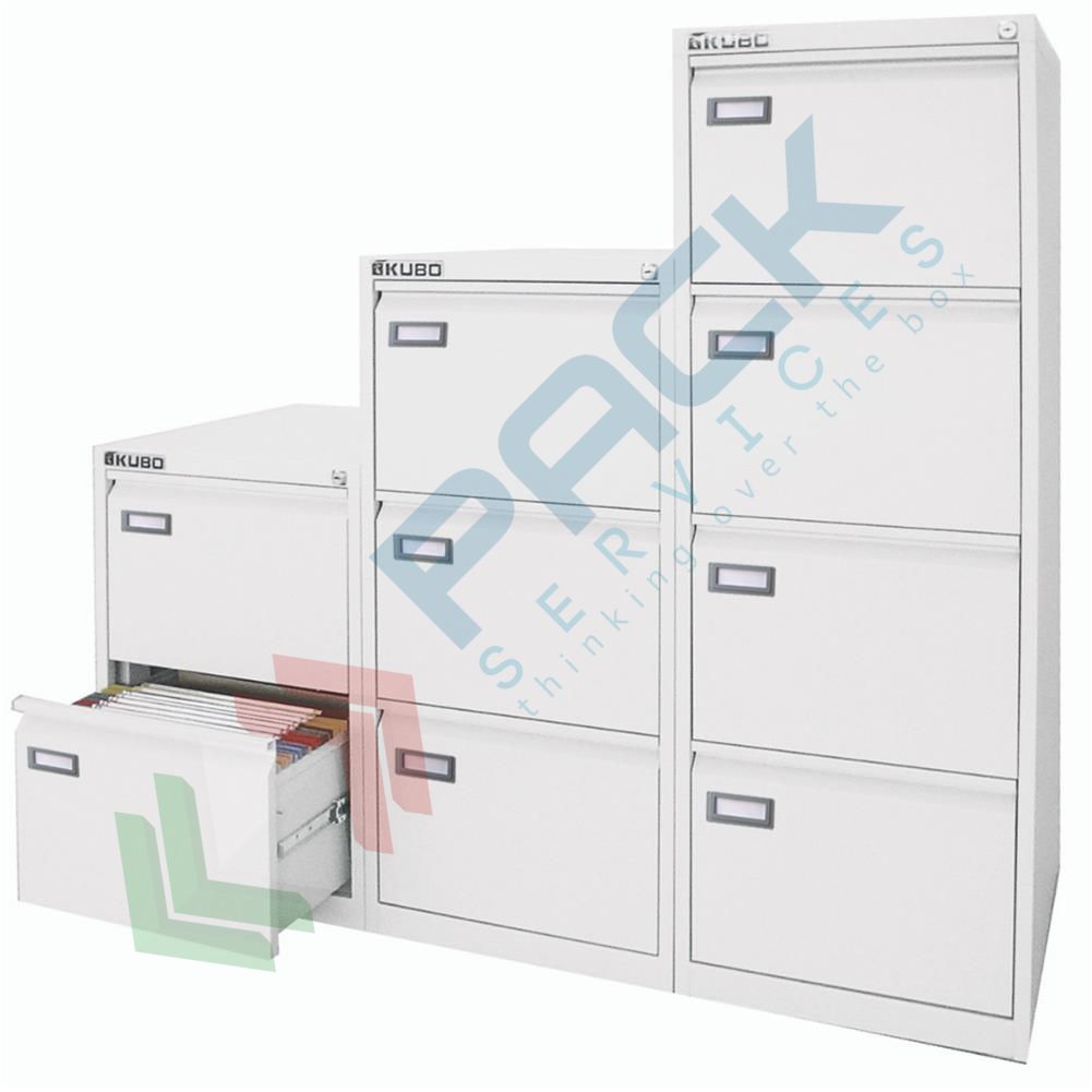 Classificatore documenti in metallo, a 2 cassetti, Mis. 460 L x 620 P x 700  H mm, colore bianco