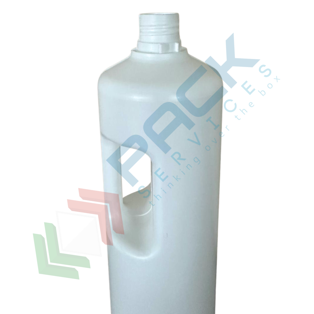Flacone In Plastica HDPE 1000 Ml - Rettangolare, Collo Stretto, Con Tappo A Vite E Sigillo - Per Alimenti E Laboratorio