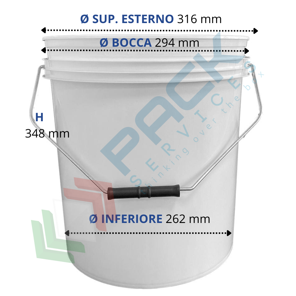 Secchio in polipropilene bianco da 10,7 litri: robusto e versatile