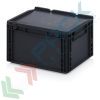 Cassetta in plastica (PP) conduttiva e antistatica, capacità 20 Lt, Mis. 400 L x 300 P x 235 H mm, coperchio integrato, Tipologia: Cassa Antistatica, Versione: Con Coperchio, Mis. Base (cm): 30 x 40, Altezza (cm): 23,5, Capacità: 20 Lt, Contatto Diretto con Alimenti: NO, Colore: Nero vendita, produzione, prezzi e offerte