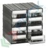 Cassettiera in plastica componibile con 8 cassetti e 8 separatori estraibili, mis. 225 L x 225 P x 225 H mm, colore trasparente, Tipologia: Cassettiera Media, Cassetti/e nr.: 8, Formato: Formato 45, Colore: Nero + Trasparente vendita, produzione, prezzi e offerte