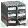 Cassettiera in plastica componibile con 6 cassetti e 12 separatori, mis. 225 L x 263 P x 228 H mm, colore trasparente, Tipologia: Cassettiera Maxi, Cassetti/e nr.: 6 + 12 Separatori, Formato: Formato L, Colore: Nero + Trasparente vendita, produzione, prezzi e offerte