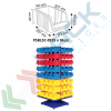 Scaffale con piantana composto da 96 cassette in plastica bocca di lupo, realizzato in metallo/legno, Mis. 820 L x 820 P x 1880 H mm, base con piedini, Tipologia: Piantana, Tipo Contenitore: Cassette Bocca di Lupo, Versione: Standard, Cassetti/e nr.: 96, Colore: Misto, Misura: 820 L x 820 P x 1880 H mm, 6 image vendita, produzione, prezzi e offerte