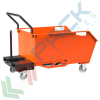 Benna ribaltabile porta rottami con ruote, in acciaio, capacità 300 Lt, portata 1000 kg, Mis. 1300 L x 780 P x 650 H mm, colore arancione RAL 2004, Tipologia: Benna Scarico con Muletto, Pareti: Chiuse, Base: 4 Ruote, Capacità: 300 Lt, Portata (Kg): 1000 vendita, produzione, prezzi e offerte