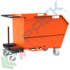 Benna ribaltabile porta rottami con ruote, in acciaio, capacità 500 Lt, portata 1000 kg, Mis. 1410 L x 800 P x 970 H mm, colore arancione RAL 2004, Tipologia: Benna Scarico con Muletto, Pareti: Chiuse, Base: 4 Ruote, Capacità: 500 Lt, Portata (Kg): 1000 vendita, produzione, prezzi e offerte