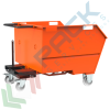 Benna ribaltabile porta rottami con ruote, in acciaio, capacità 750 Lt, portata 1350 kg, Mis. 1400 L x 1150 P x 970 H mm, colore arancione RAL 2004, Tipologia: Benna Scarico con Muletto, Pareti: Chiuse, Base: 4 Ruote, Capacità: 750 Lt, Portata (Kg): 1350 vendita, produzione, prezzi e offerte