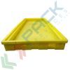 Vasca di contenimento liquidi in plastica (PE), per sotto scaffalatura, volume di raccolta 400 Lt, Mis. 2700 L x 1205 P x 130 H mm, colore giallo, Tipologia: Vasca per Fusti, Ideale per: 5 Fusti, Versione: per Sotto Scaffalatura, Materiale: Plastica, Volume di Raccolta (Lt): 400 vendita, produzione, prezzi e offerte