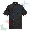 Giacca da lavoro, modello chef, tessuto Twil, 65% poliestere + 35% cotone, 1 tasca, 190 gr, manica corta, colore nero, Colore: Nero, Taglia: XXL vendita, produzione, prezzi e offerte