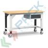 Banco da lavoro con ruote, piano in legno e 1 cassetto, gambe regolabili in altezza, Mis. 1500 L x 750 P x 887/1262 H mm, colore grigio, Tipologia: Banco con Ruote, Gambe: Regolabili, Materiale Piano: Legno, Larghezza (cm): 150, Versione: 1 Cassetto, Colore: Grigio vendita, produzione, prezzi e offerte