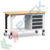 Banco da lavoro con ruote, piano in legno e 4 cassetti, gambe regolabili in altezza, Mis. 1500 L x 750 P x 887/1262 H mm, colore grigio, Tipologia: Banco con Ruote, Gambe: Regolabili, Materiale Piano: Legno, Larghezza (cm): 150, Versione: 4 Cassetti, Colore: Grigio vendita, produzione, prezzi e offerte