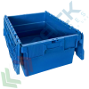 Cassetta in plastica (PP) sovrapponibile ed inseribile, capacità 45 Lt, Mis. 600 L x 400 P x 250 H mm, con coperchio integrato, Tipologia: Cassa Inseribile Industriale, Versione: Con Coperchio, Mis. Base (cm): 40 x 60, Altezza (cm): 25, Capacità: 45 Lt, Contatto Diretto con Alimenti: NO, Colore: Blu, 10 image vendita, produzione, prezzi e offerte