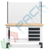 Banco da lavoro piano in legno con gambe regolabili, 4 cassetti e parete attrezzata, Mis. 1500 L x 750 P x 740/1100 H mm, colore antracite/grigio chiaro, Tipologia: Banco con Parete, Gambe: Regolabili, Materiale Piano: Legno, Larghezza (cm): 150, Versione: 4 Cassetti, Colore: Grigio, 6 image vendita, produzione, prezzi e offerte