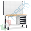 Banco da lavoro piano in legno con gambe regolabili, 4 cassetti e parete attrezzata, Mis. 1500 L x 750 P x 740/1100 H mm, colore antracite/grigio chiaro, Tipologia: Banco con Parete, Gambe: Regolabili, Materiale Piano: Legno, Larghezza (cm): 150, Versione: 4 Cassetti, Colore: Grigio vendita, produzione, prezzi e offerte