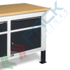Banco da lavoro piano in legno con gambe regolabili, 2 cassetti, 2 armadi con porta e parete attrezzata, Mis. 1500 L x 750 P x 740/1100 H mm, colore antracite/grigio chiaro, Tipologia: Banco con Parete, Gambe: Regolabili, Materiale Piano: Legno, Larghezza (cm): 150, Versione: 2 Cassetti + 2 con Porta, Colore: Grigio, 9 image vendita, produzione, prezzi e offerte