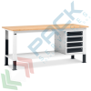 Banco da lavoro piano in legno con gambe regolabili, 4 cassetti, Mis. 2000 L x 750 P x 740/1100 H mm, colore antracite/grigio chiaro, Tipologia: Banco con Cassetti, Gambe: Regolabili, Materiale Piano: Legno, Larghezza (cm): 200, Versione: 4 Cassetti, Colore: Grigio vendita, produzione, prezzi e offerte