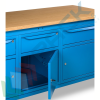 Banco da lavoro piano in legno con gambe regolabili, 3 armadi con cassetto e porta, Mis. 2000 L x 750 P x 740/1100 H mm, colore blu, Tipologia: Banco con Cassetti, Gambe: Regolabili, Materiale Piano: Legno, Larghezza (cm): 200, Versione: 3 Cassetti + 3 con Porta, Colore: Blu, 12 image vendita, produzione, prezzi e offerte