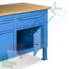 Banco da lavoro piano in legno con gambe regolabili, parete attrezzata, 3 armadi con porta parziale e 1 cassetto, Mis. 2000 L x 750 P x 740/1100 H mm, colore blu, Tipologia: Banco con Parete, Gambe: Regolabili, Materiale Piano: Legno, Larghezza (cm): 200, Versione: 3 Cassetti + 3 con Porta, Colore: Blu, 14 image vendita, produzione, prezzi e offerte