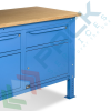 Banco da lavoro piano in legno con gambe regolabili, parete attrezzata, 3 armadi con porta parziale e 1 cassetto, Mis. 2000 L x 750 P x 740/1100 H mm, colore blu, Tipologia: Banco con Parete, Gambe: Regolabili, Materiale Piano: Legno, Larghezza (cm): 200, Versione: 3 Cassetti + 3 con Porta, Colore: Blu, 12 image vendita, produzione, prezzi e offerte