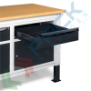 Banco da lavoro piano in legno con gambe regolabili, 2 armadi con 1 cassetto e porta, Mis. 1500 L x 750 P x 740/1100 H mm, colore antracite/grigio chiaro, Tipologia: Banco con Cassetti, Gambe: Regolabili, Materiale Piano: Legno, Larghezza (cm): 150, Versione: 2 Cassetti + 2 con Porta, Colore: Grigio, 7 image vendita, produzione, prezzi e offerte