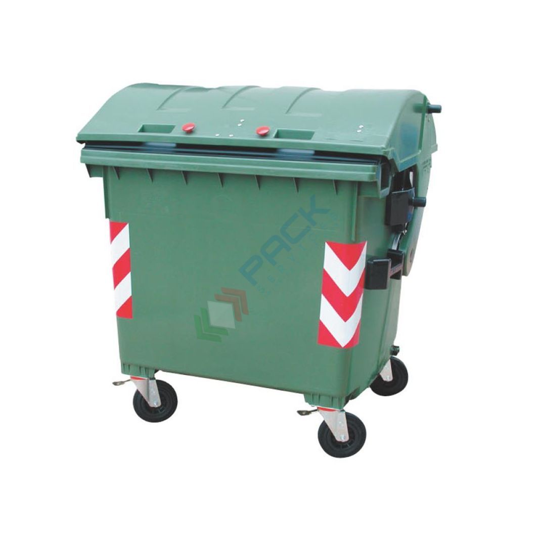 Cassonetto Raccolta Differenziata 1100 Lt Verde - UNI EN 840, Con Ruote E Coperchio Piano - Foto 6