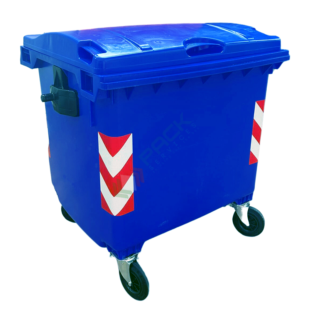 Cassonetto Raccolta Differenziata 1100 Lt Verde - UNI EN 840, Con Ruote E Coperchio Piano - Foto 9