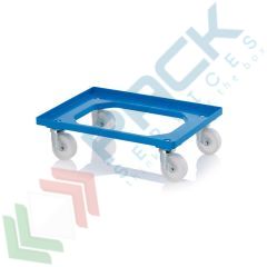 Carrello per cassette Norma Europa, Mis. 62 x 42 cm, 4 ruote in poliammide sterzanti, blu RAL 5015, Tipologia: 40 x 60, Colore: Blu, Versione: 4 Ruote Sterzanti, Materiale Ruote: Poliammide
