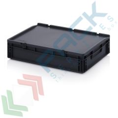 Cassa antistatica e conduttiva con coperchio, 24 Lt, Tipologia: Cassa Antistatica, Versione: Con Coperchio, Mis. Base (cm): 40 x 60, Altezza (cm): 13,5, Capacit&agrave;: 24 Lt, Contatto Diretto con Alimenti: NO, Colore: Nero vendita, produzione, prezzi e offerte