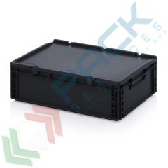 Cassa antistatica e conduttiva con coperchio, 35 Lt, Tipologia: Cassa Antistatica, Versione: Con Coperchio, Mis. Base (cm): 40 x 60, Altezza (cm): 18,5, Capacit&agrave;: 35 Lt, Contatto Diretto con Alimenti: NO, Colore: Nero vendita, produzione, prezzi e offerte