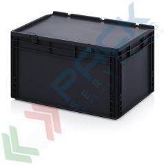 Cassa antistatica e conduttiva con coperchio, 66 Lt, Tipologia: Cassa Antistatica, Versione: Con Coperchio, Mis. Base (cm): 40 x 60, Altezza (cm): 33,5, Capacit&agrave;: 66 Lt, Contatto Diretto con Alimenti: NO, Colore: Nero vendita, produzione, prezzi e offerte