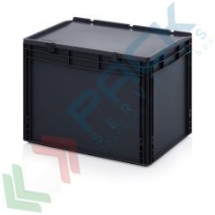 Cassa antistatica e conduttiva con coperchio, 88 Lt, Tipologia: Cassa Antistatica, Versione: Con Coperchio, Mis. Base (cm): 40 x 60, Altezza (cm): 43,5, Capacit&agrave;: 88 Lt, Contatto Diretto con Alimenti: NO, Colore: Nero vendita, produzione, prezzi e offerte