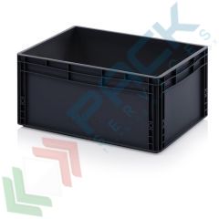 Cassa antistatica e conduttiva senza coperchio, 56 Lt, Tipologia: Cassa Antistatica, Versione: Senza Coperchio, Mis. Base (cm): 40 x 60, Altezza (cm): 27, Capacit&agrave;: 56 Lt, Contatto Diretto con Alimenti: NO, Colore: Nero vendita, produzione, prezzi e offerte