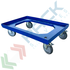 Carrello per cassette 60 x 40, piano aperto, 4 ruote gomma (2 con freno), Tipologia: Carrello 60 x 40, Versione: Piano Aperto, Colore: Blu, Materiale Ruote: Gomma, Versione Ruote: 4 Sterzanti (2 con Freno) vendita, produzione, prezzi e offerte
