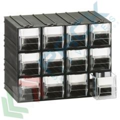 Cassettiera in SPT, 12 cassetti, trasparente, Tipologia: Cassettiera Standard, Cassetti nr.: 12, Versione: Formato A1, Colore: Trasparente + Nero vendita, produzione, prezzi e offerte