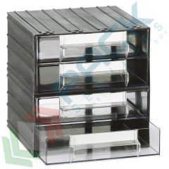 Cassettiera media componibile 4 cassetti, Tipologia: Cassettiera Media, Cassetti/e nr.: 4, Formato: Formato 43, Colore: Nero + Trasparente vendita, produzione, prezzi e offerte