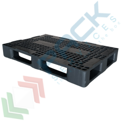 Pallet 80 x 120 in PP-PCR, piano forato, 5 traverse, Tipologia: Pallet per Magazzino, Mis. Base (cm): 80 x 120, Piano Superiore: Forato, Base d&rsquo;Appoggio: 5 Traverse, Portata Statica (Kg): 2000, Portata Dinamica (Kg): 750, Portata su Scaffale (Kg): 400, Altezza (cm): 15 vendita, produzione, prezzi e offerte