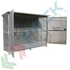 Deposito di sicurezza per lo stoccaggio di 12 bombole, con basamento, mis. 3050 L x 1210 P x 2450 H mm, zincato, Tipologia: Deposito, Colore: Grigio, Versione: con Basamento, Ideale per: 12 Bombole vendita, produzione, prezzi e offerte