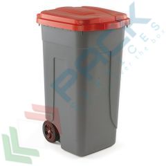Bidone spazzatura 100 Lt, coperchio a cerniera, rosso, Tipologia: Bidone, Capacit&agrave;: 100 Lt, Chiusura: Coperchio a Cerniera, Versione: Standard, Colore: Grigio + Rosso vendita, produzione, prezzi e offerte