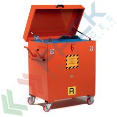 Stazione di stoccaggio per oli esausti, in acciaio, con coperchio, capacità 300 Lt, base di appoggio 4 ruote, Tipologia: Stazione Stoccaggio, Capacità: 300 Lt, Materiale: Acciaio, Ideale per: Olio Esausto (generico), Versione: con Coperchio - Base 4 Ruote vendita, produzione, prezzi e offerte