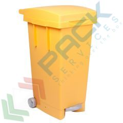 Bidone spazzatura 80 Lt, con ruote, pedale e anello fermasacco, giallo, Tipologia: Bidone, Capacit&agrave;: 80 Lt, Chiusura: Coperchio a Cerniera, Versione: Con Pedale, Colore: Giallo vendita, produzione, prezzi e offerte