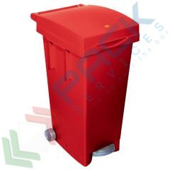 Bidone spazzatura 80 Lt, con ruote, pedale e anello fermasacco, rosso, Tipologia: Bidone, Capacit&agrave;: 80 Lt, Chiusura: Coperchio a Cerniera, Versione: Con Pedale, Colore: Rosso vendita, produzione, prezzi e offerte