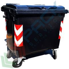Cassonetto rifiuti 660 Lt, UNI EN 840, colore nero, Tipologia: Cassonetto UNI EN 840, Capacit&agrave;: 660 Lt, Chiusura: Coperchio Piano, Versione: Standard, Colore: Nero vendita, produzione, prezzi e offerte