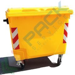 Cassonetto rifiuti 660 Lt, UNI EN 840, colore giallo, Tipologia: Cassonetto UNI EN 840, Capacit&agrave;: 660 Lt, Chiusura: Coperchio Piano, Versione: Standard, Colore: Giallo vendita, produzione, prezzi e offerte