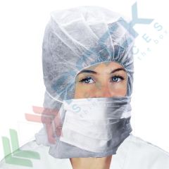 Cappucci monouso in TNT di PP, 20 g/mq + mascherina, 50 pz, Colore: Bianco vendita, produzione, prezzi e offerte